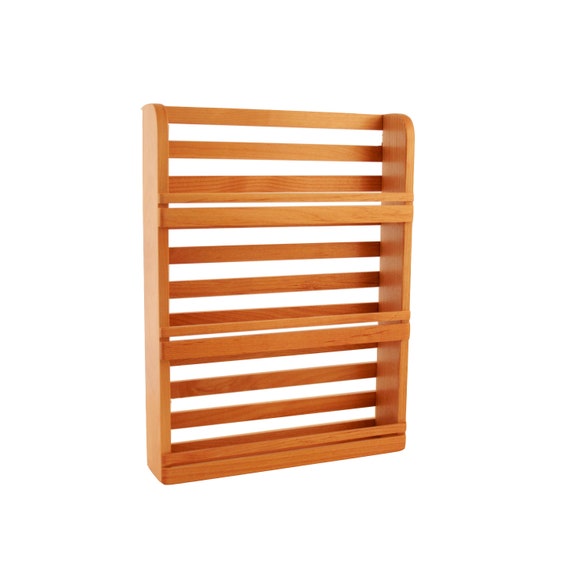 3-Tier Wood Spice Rack: Red Alder, Wall Mount or Countertop