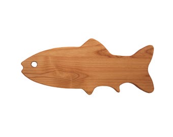 Fish Shaped Serving Board: Solid Red Alder Wood, Made in USA