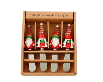 Cheese & Butter Spreader Knives - Christmas Gnomes Set of 4