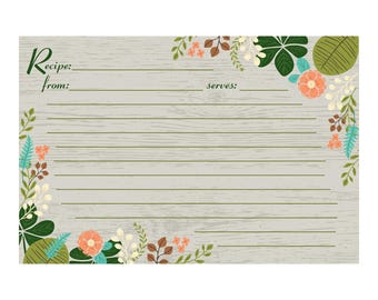 Vintage Floral Recipe Card Refill Pack - Out of the Woods of Oregon (25 Count)