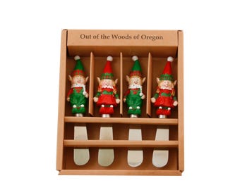 Cheese & Butter Spreader Knives - Christmas Elves Set of 4