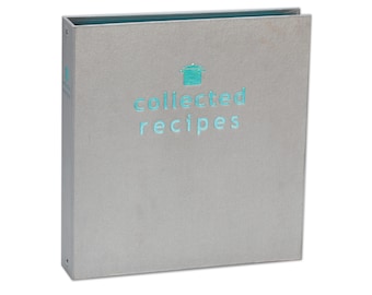 DIY Cookbook Binder, Gray and Teal, 12 Dividers & Labels - Create Your Own Cookbook