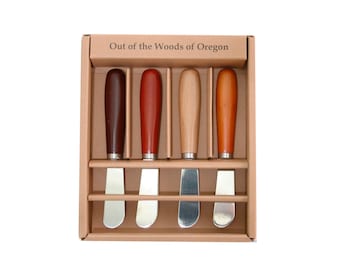 Oregon Wood Cheese & Butter Spreader Knives Set - Classic Woods Design