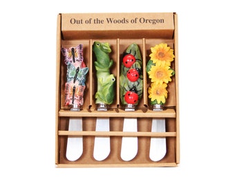 Out of the Woods of Oregon Cheese & Butter Spreader Knives - Garden Floral Themed