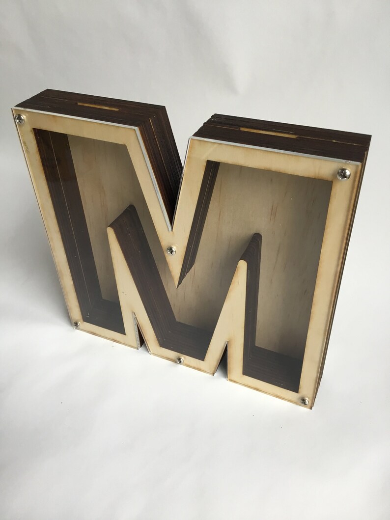 Letter Bank Kids Bank Money Coins Laser Cut Birch Plywood Bank Etsy