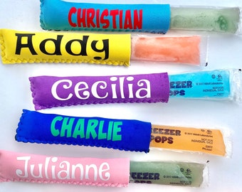Personalized Popsicle Sleeve Holder *Perfect for Gogurts, freezie pops, freezies, freezer, pediapops