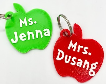 Apple Name Keychain/Zipper pull Personalized & 3D printed for teachers