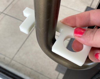 Door Holder Hook & Button Pusher 3D Printed keychain, Germ free, hands free key, no touch, germ avoidance,