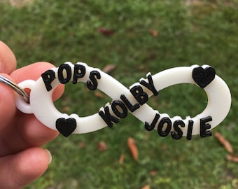 Infinity Keychain, Zipper Pull, key ring, 3D Printed & Personalized