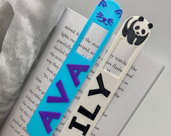 Name Bookmark Clip on, Personalized & 3D Printed, Pick a symbol- school logo, paw print, your choice