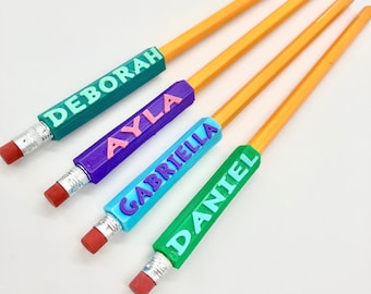 Name Pencil Grip, Personalized & 3D Printed, Slides on