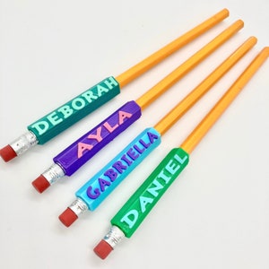 Name Pencil Grip, Personalized & 3D Printed, Slides on