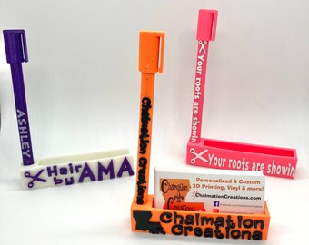 Business Card and Pen Holder Combo, 3D Printed & Personalized, Desk Name Plate Customized, Office Desk Accessory