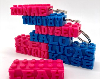 3D Printed Brick Keychain Personalized with name