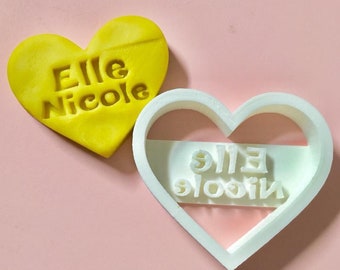 Name Cutter, Heart Shaped, For clay, play-doh, clay, stamps, Personalized & 3D Printed