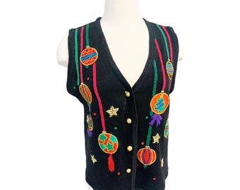 M19 Kathie Lee Collection Christmas Ornaments Xmas Holiday Sweater Vest Sz ?