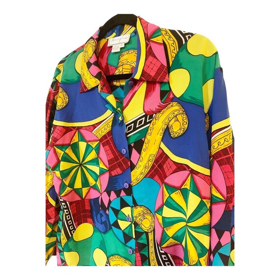 Spencer Jeremy Bright Colors Button Down Silk Sho… - image 2