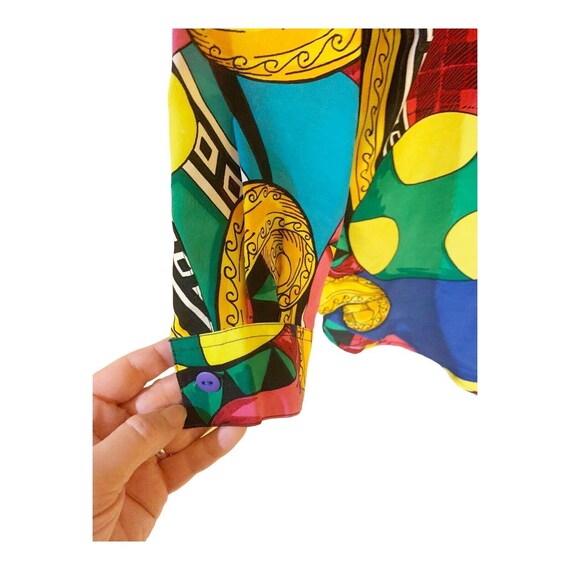 Spencer Jeremy Bright Colors Button Down Silk Sho… - image 4