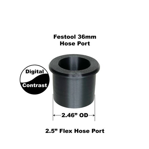 Festool 36mm Hose Port to 2.5" flex hose, 3D printed