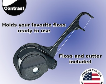 Reusable Floss Holder - Floss and cutter included - 3D printed