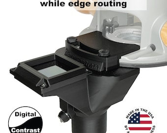 Edge routing dust hose adapter, mirror and light allow for clear view of your bit, 3D printed