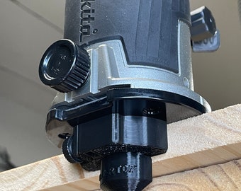 Fits Makita RT07 fixed base, Router edge dust cover, freely rotates, 3D printed