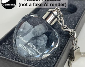 Engraved Crystal Keychain with color changing light up base