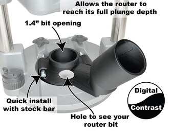 Hose Adapter for Milwaukee 2838 Plunge Base Router, dust cover hose adapter, 3D printed