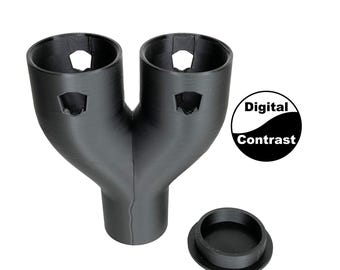 Y-adapter for 1-3/4" ID port, to (2) cen-tec quick connect ports