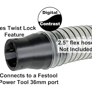 Hose adapter, Festool Tool Cleantec 36mm Port to 2.5" Flex or 2.5" Wet/Dry Vac Wand