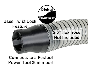 Hose adapter, Festool Tool Cleantec 36mm Port to 2.5" Flex or 2.5" Wet/Dry Vac Wand, or 1-7/8th"