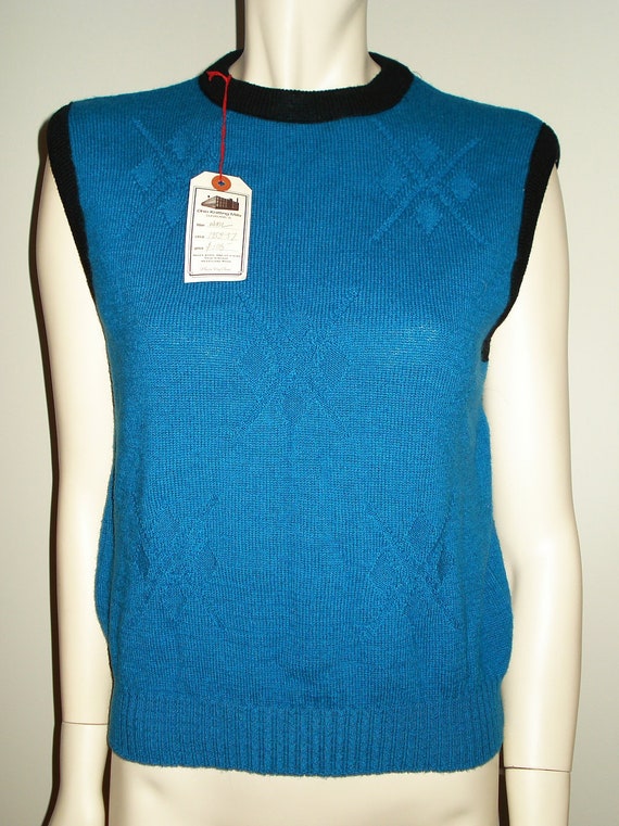 Vintage Blue Wool Sweater Vest