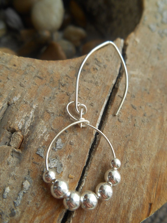 sterling silver beaded hoop earrings