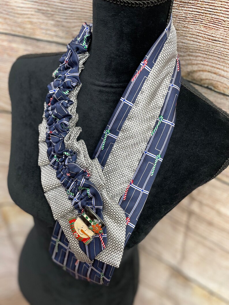 Blue Christmas Candy Cane Necktie Necklace Business Fashion Unique Find