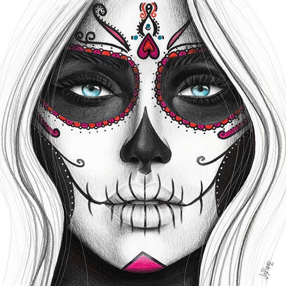  Day of the Dead art print from original pencil 