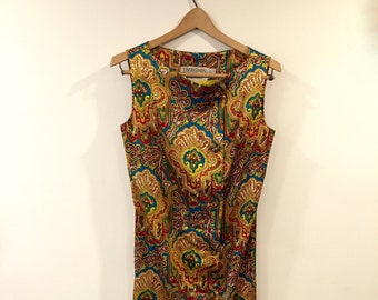 Spectacular Vintage Silk Sleeveless Column Sheath Dress | Cheongsam Inspired  | 1960s I. Magnin Made in Hong Kong