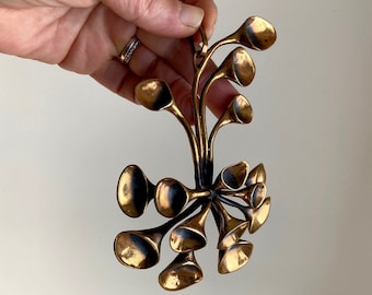 Hannu Ikonen Rare Vintage 70s Reindeer Moss Bronze Oversized Statement Necklace Valo-Koru
