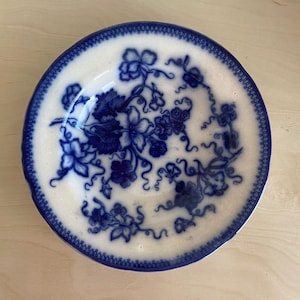 Antique Gustavsberg Suède Flow Blue Low Soup Bowl années 1800