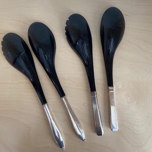 Modernist Salatbesteck mit schwarzen und Towle Sterlingsilber-Griffen | Auswahl zwischen Craftsman oder Contour Design