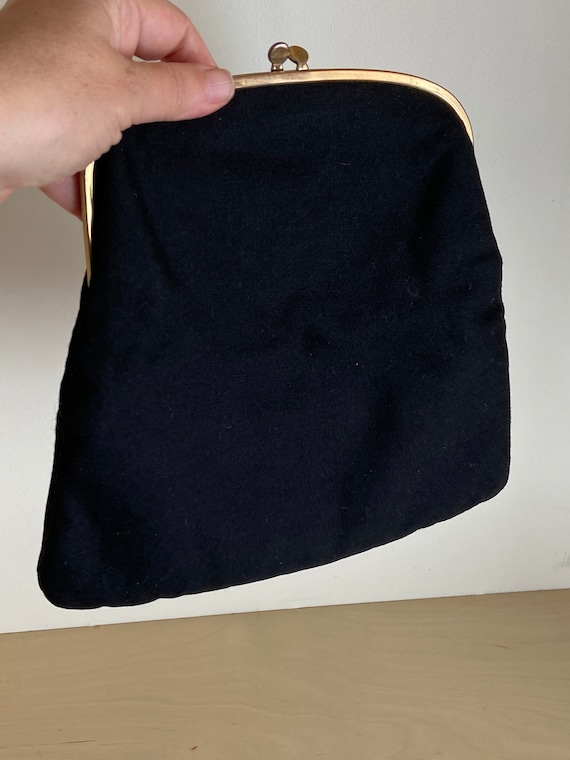 Vintage Ingber Black Wool Folding Kisslock Clutch… - image 5