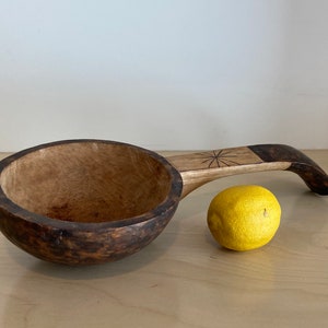 Vintage Norwegian Viking Large Spoon Ale Drinking Cup | Hand Carved Sami Kuksa Early to mid 1900s LARP