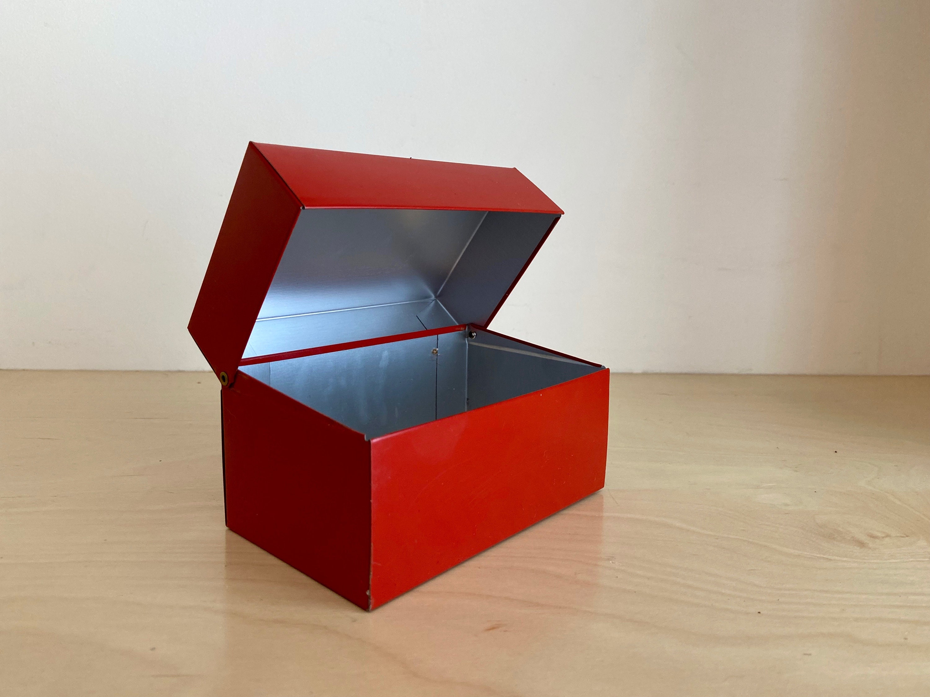 Vintage Bright Red Metal Recipe Box with Recipe Cards Index Etsy