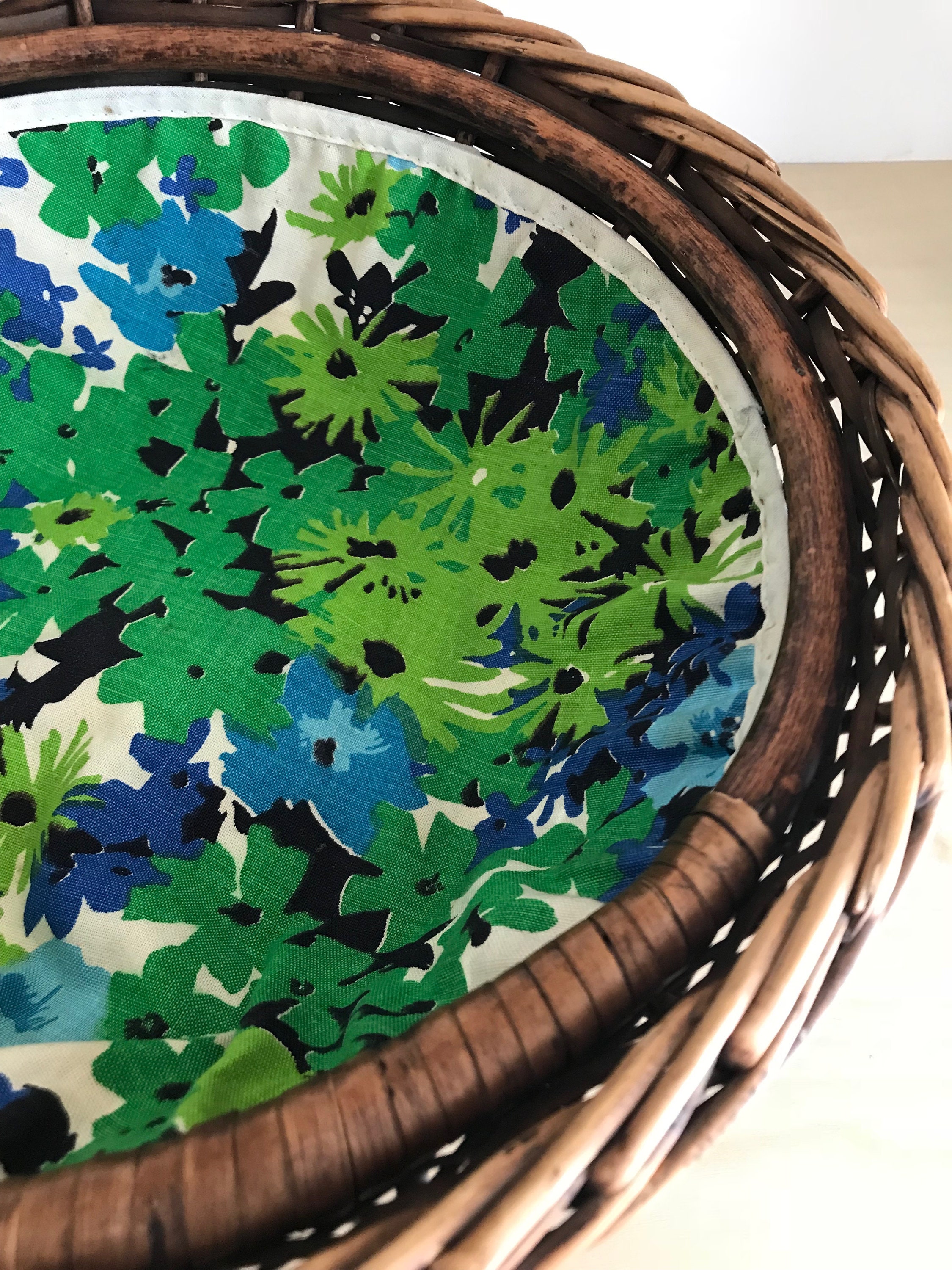 Vintage Madeira Wicker Bread Basket with Removable Cloth Liner Etsy