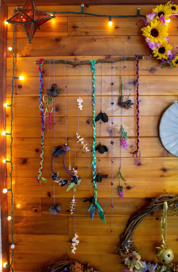 Floral Moon Catcher Wall Hanging Branch Wall Hanging Moon Etsy