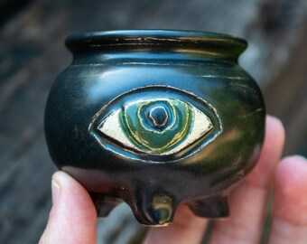 Mini Watcher Cauldron - Handmade Pottery