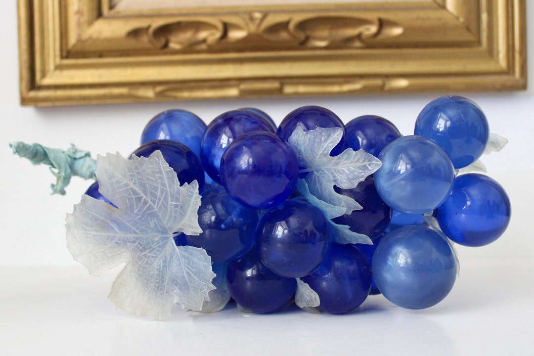 Vintage MCM Large Blue Lucite Grapes Etsy