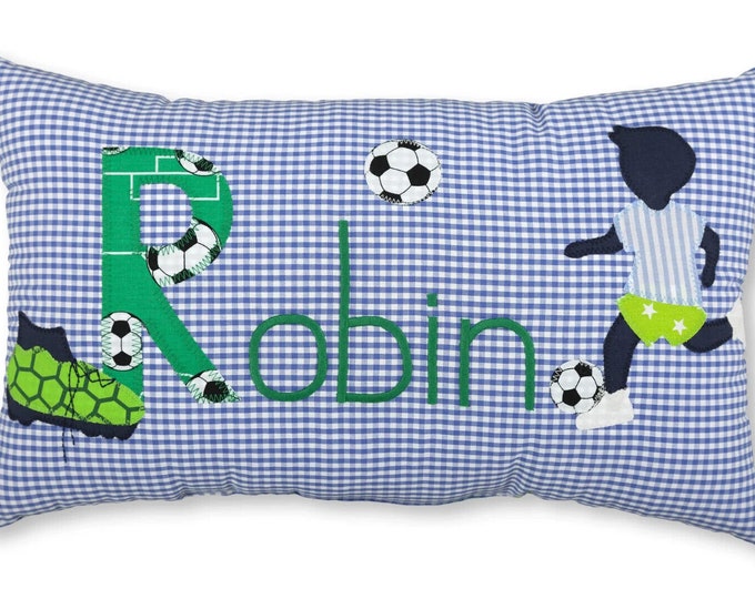 Fußball KISSEN mit Namen GESCHENK Wunschname Namenskissen NAME Geburtstag Taufe Geburtsgeschenk