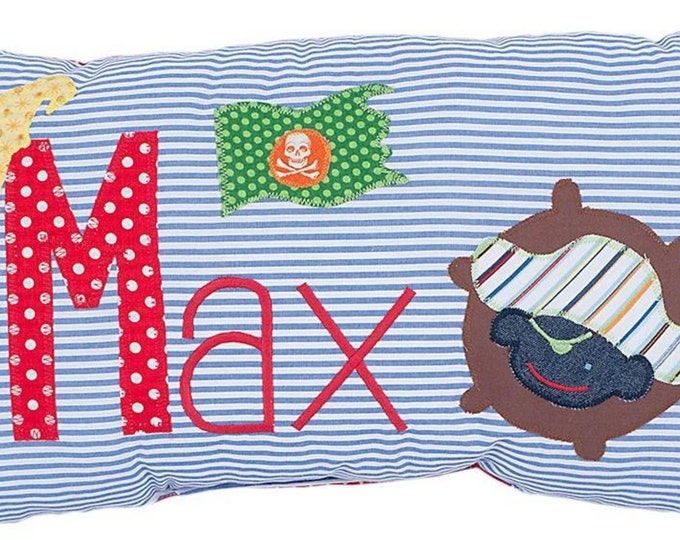 NAMENSKISSEN Pirat KISSEN mit Namen GESCHENK Personalisiert Wunschname  Name Geburtstag Taufe Geburtsgeschenk