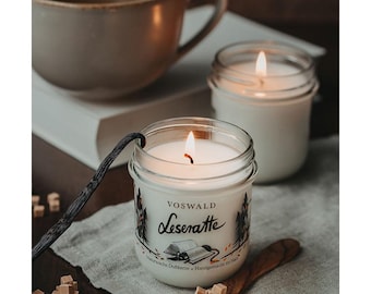 DUFTKERZE LESERATTE im Glas weiß 100% Naturwachs Duft Kerze handgemacht im Harz VANILLE Karamell Voswald