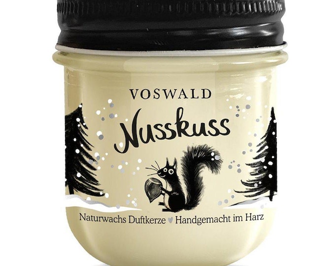 DUFTKERZE "NUSSKUSS" 100% Naturwachs Kerze handgemacht im Harz Duft Kerze NUSS Voswald